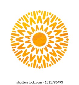 Beautiful Sun With Structure. Hand Drawn. Ornamental Mandala.