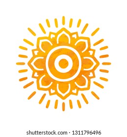 Beautiful Sun With Structure. Hand Drawn. Ornamental Mandala.