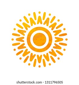 Beautiful Sun With Structure. Hand Drawn.