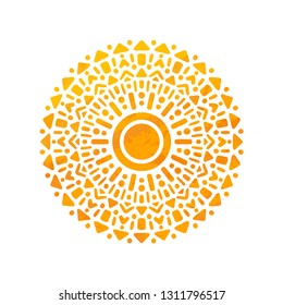 Beautiful Sun With Structure. Hand Drawn. Ornamental Mandala.