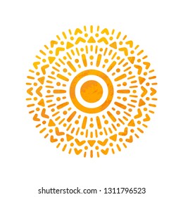 Beautiful Sun With Structure. Hand Drawn. Ornamental Mandala.