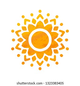 Beautiful Sun With Structure. Hand Drawn.