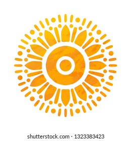 Beautiful Sun With Structure. Hand Drawn.