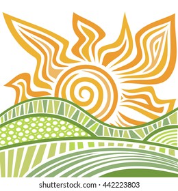 Beautiful sun. Vector illustration.