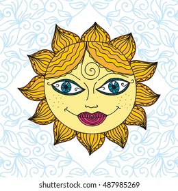 Beautiful sun. Vector illustration.