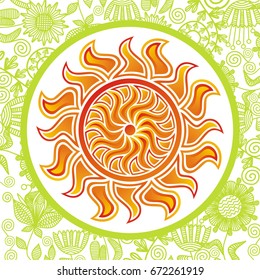Beautiful sun. Vector illustration.
