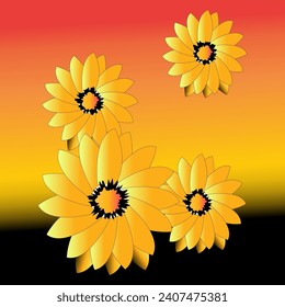 ein schönes Sonnenblumendesign mit Farbverlauf-Hintergrund, eine schöne Sonnenblume,