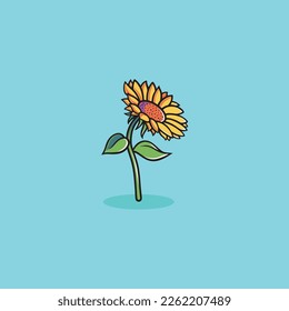 beautiful sunflower icon cartoon illustration