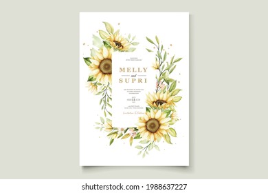 beautiful sunflower invitation card set