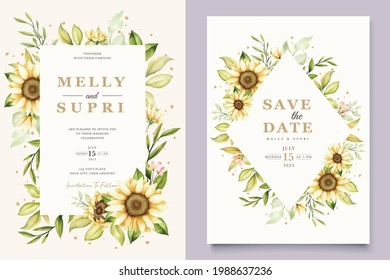 beautiful sunflower invitation card set