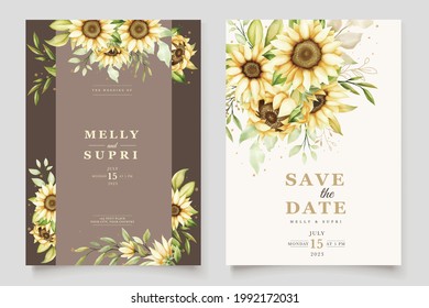 beautiful sunflower invitation card set