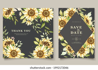 beautiful sunflower invitation card set