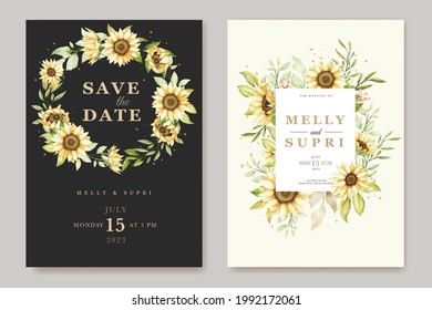 beautiful sunflower invitation card set