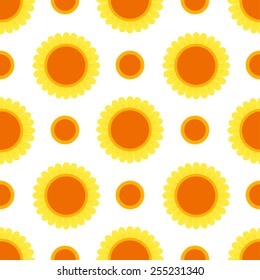 Beautiful sunflower isolated on a white background. Vector abstract natural flower seamless pattern