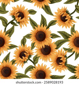 Beautiful Sunflowers seamless pattern for background 