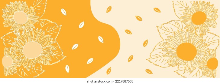 Beautiful sunflowers with seeds on color background