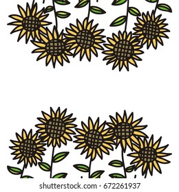 Beautiful sunflowers. Vector illustration.