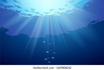 beautiful sunlight at under water in the ocean