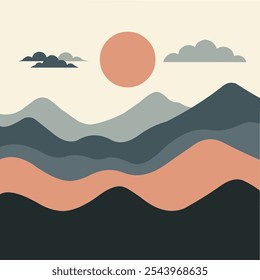 A Beautiful Sunrise Illustration, Earthly Tone