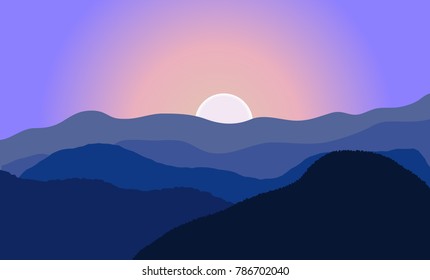 Beautiful sunrise landscape vector background 
