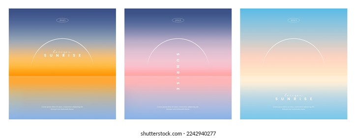 Beautiful sunrise or sunset in ocean. Gradient summer sea background set. color abstract background for app, web design, webpage, banner, greeting card. Modern style, Trendy vector illustration. - Shutterstock ID 2242940277