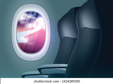 Beautiful sunrise through the airplane window