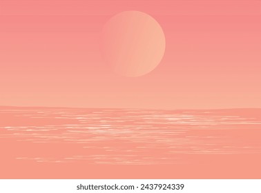 Beautiful sunset beach vector illustration