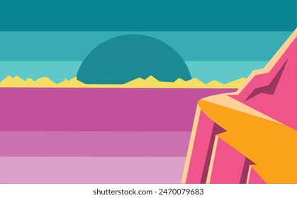Schöner Sonnenuntergang mit verschiedenen Farben Landschaft, hügelige Straße am Meer