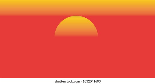 Beautiful sunset, half of the sun On the red background of the sunset light,Denote the end of the day.sunset and sunrise concept.Safari theme.