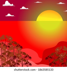 beautiful sunset illustration design background