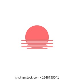 Beautiful sunset landscape sunrise beach logo.