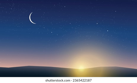 una hermosa puesta de sol con luna en el cielo