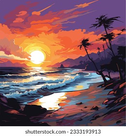A beautiful sunset on a paradise island