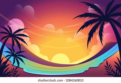 Hermosa puesta de sol sobre fondo de verano