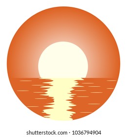 Beautiful sunset over the sea. Vector illustration.