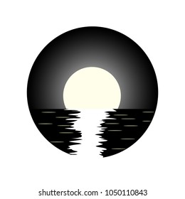 Beautiful sunset over the sea. Vector illustration.