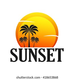 Beautiful Sunset with palm trees 