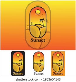 Beautiful Sunset retro badge logo