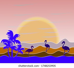 Beautiful Sunset Scenery tropical wildlife