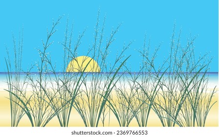 Beautiful sunset at sea landscape background. 