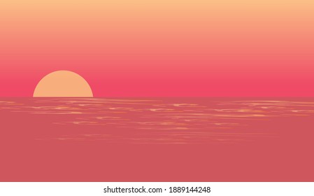 Hermoso cielo atardecer e ilustración vectorial del fondo de la playa