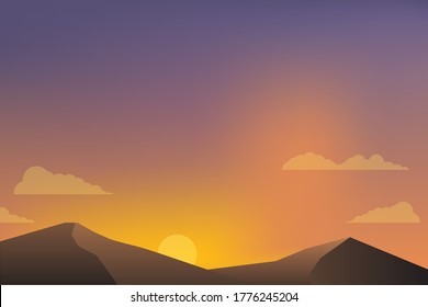 Beautiful sunset sky with mountain vector suitable for background  or illustration 