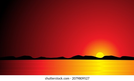 Hermosa puesta de sol en el vector de ilustración de verano