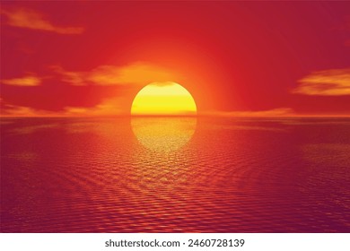 Beautiful sunset in summer illustration vector
