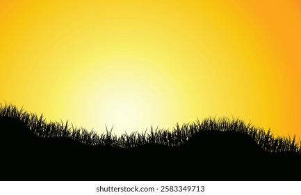 A beautiful sunset or sunrise gradient background with grassland silhouette. Perfect for banners, web design, presentations, or creative projects.