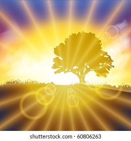 Beautiful sunset vector. Format 10 eps