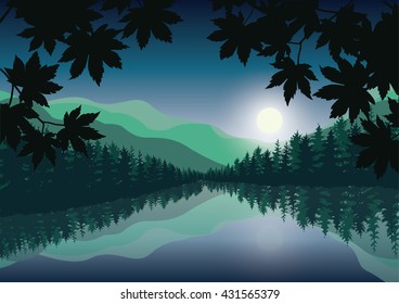 Beautiful sunset , Vector illustrations landscape
