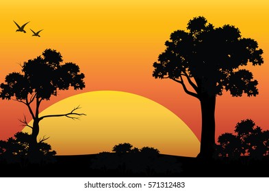 Beautiful sunset , Vector illustrations landscape