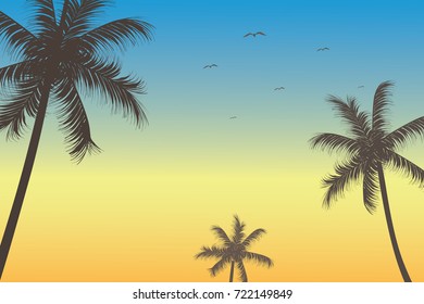 Beautiful Sunset View. Sky During Dusk Vector Illustration