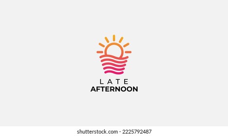 beautiful sunset wave vector logo design template